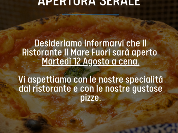 Apertura Straordinaria Martedì 12 Agosto